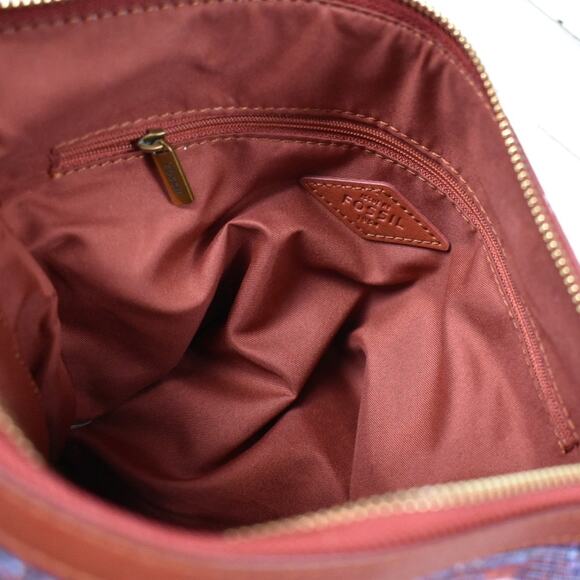 Fossil Fiona multicolor boho geometric print fall tapestry crossbody bag purse - Picture 12 of 12